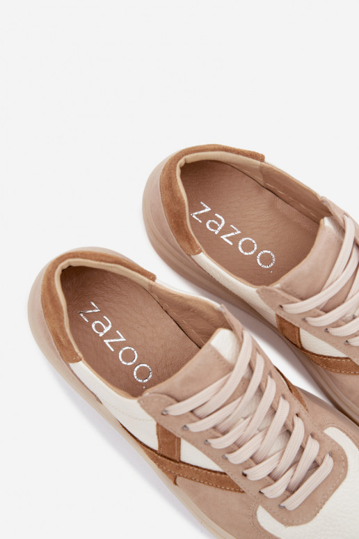 Oda iš zomšos Sneakers modelio batai Moteriškas Zazoo N1108S5 smėlio spalvos