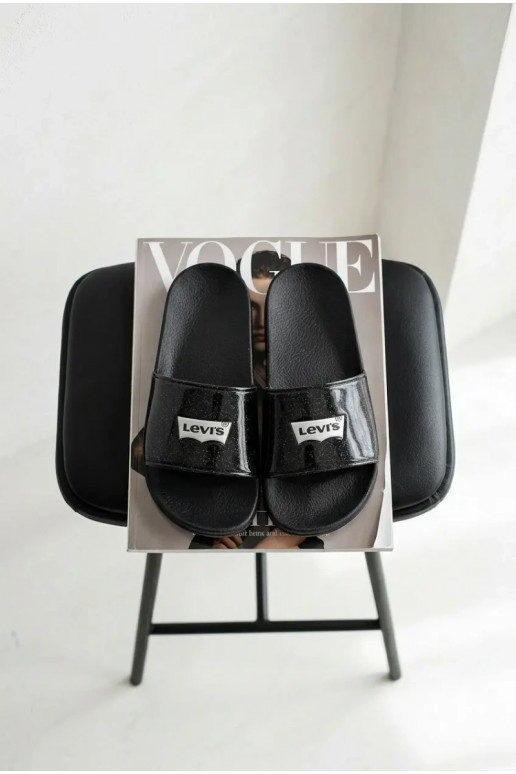 Šlepetės Jaunimas LEVI'S VPOL0251S-2693 juodos spalvos su blizgesiu