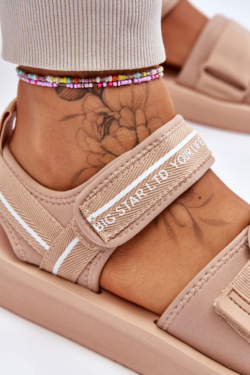 Moteriškos basutės su lipniais užsegimais Big Star LL274787 smėlio spalvos