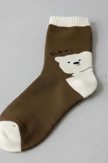 Rudos kojinės su meškiuku...