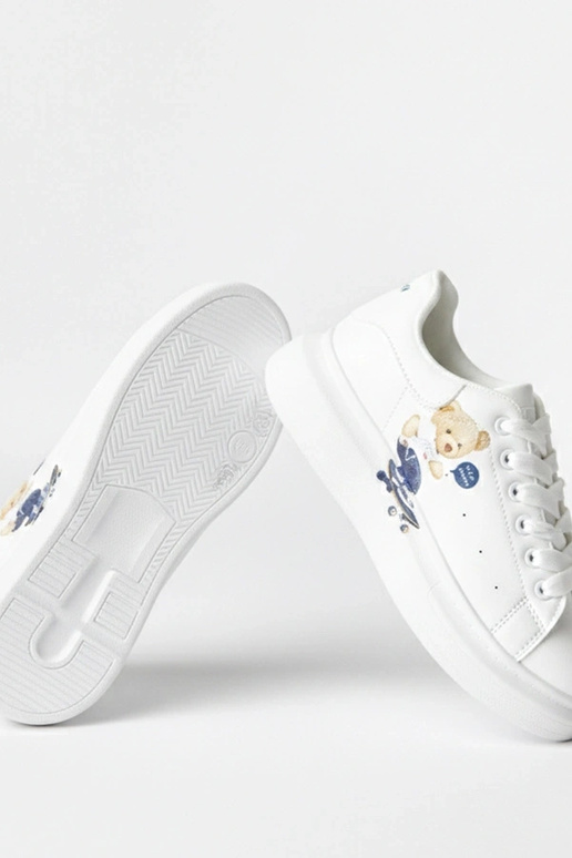 Białe sneakersy na platformie z...