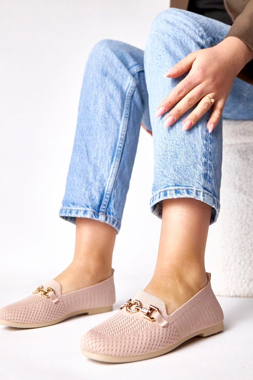 Rožiniai medžiaginiai mokasinai su...