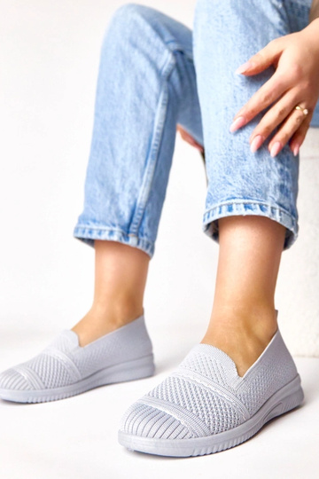 Pilki užmaunami medžiaginiai teniso bateliai Noémie