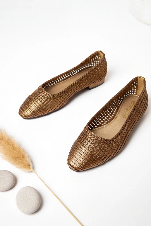 Rudos ažūrinės balerinukės mažu kulnu...