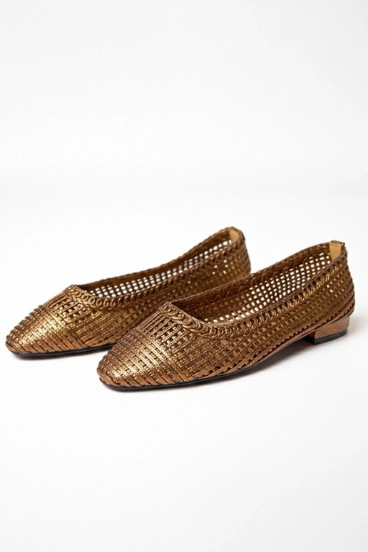 Rudos ažūrinės balerinukės mažu kulnu...