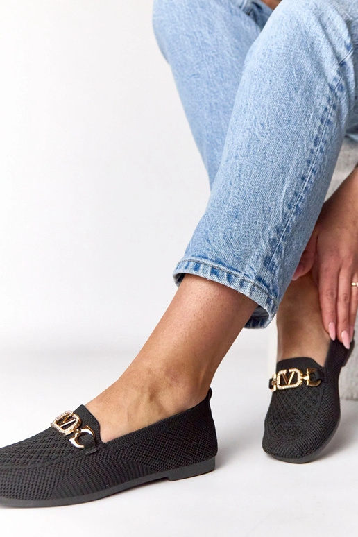 Juodi tekstiliniai mokasai su...