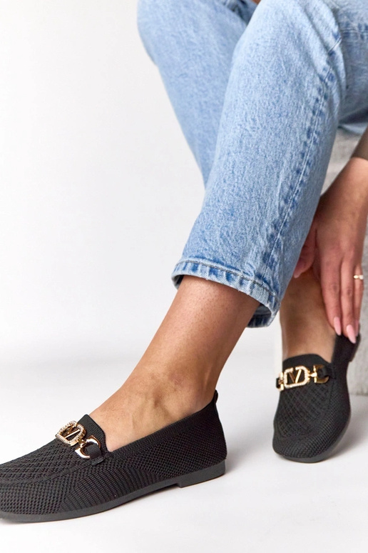 Juodi tekstiliniai mokasai su...