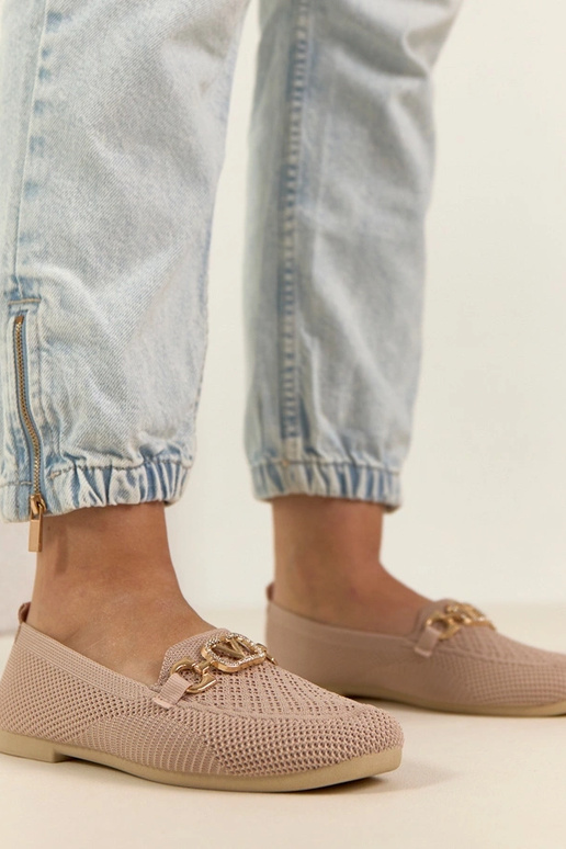 Rožiniai tekstiliniai mokasai su...