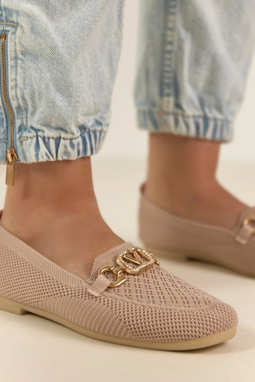 Rožiniai tekstiliniai mokasai su...