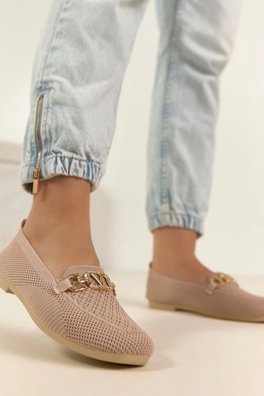 Rožiniai tekstiliniai mokasai su...