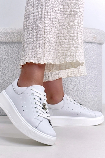 Białe Skórzane Sneakersy Na... 2