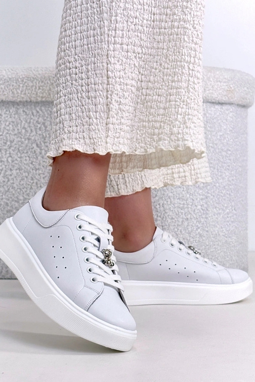 Białe Skórzane Sneakersy Na...