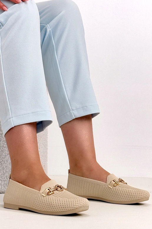 Smėlio spalvos audiniai mokasinai su...