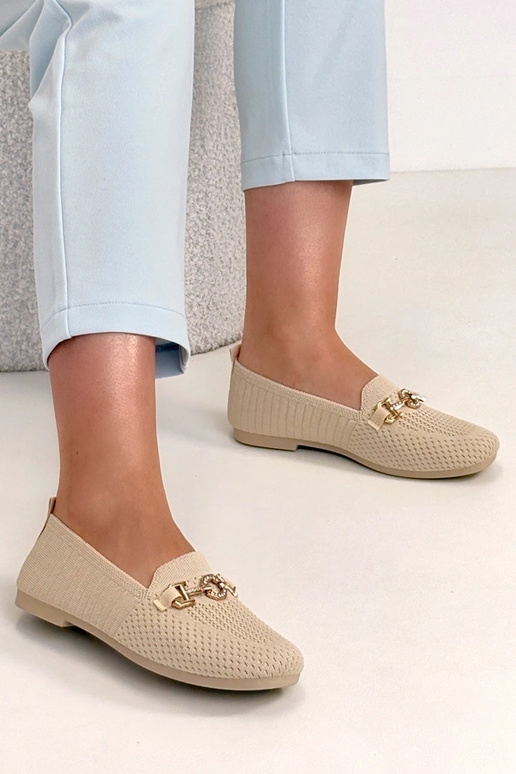 Smėlio spalvos audiniai mokasinai su...