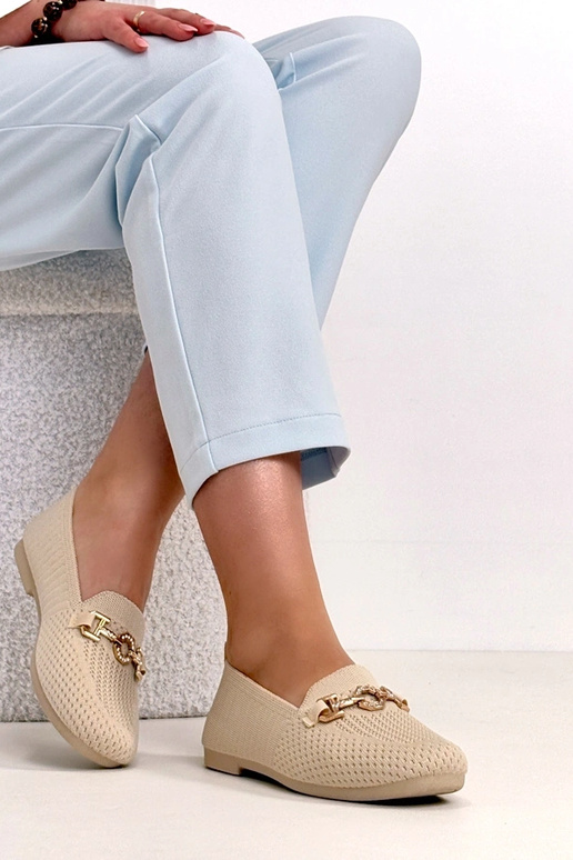 Smėlio spalvos audiniai mokasinai su...