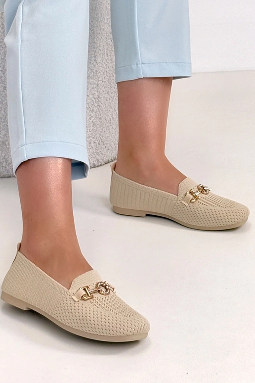 Smėlio spalvos audiniai mokasinai su...