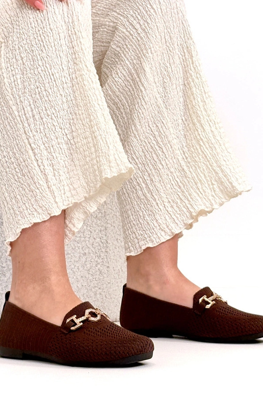 Rudi audiniai mokasinai su auksiniu...