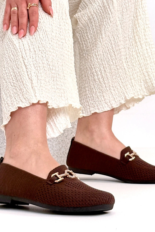 Rudi audiniai mokasinai su auksiniu...