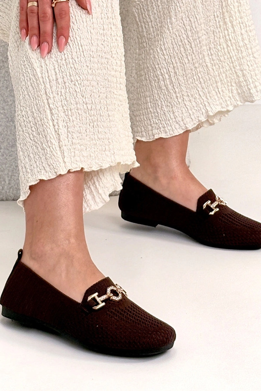 Rudi audiniai mokasinai su auksiniu...