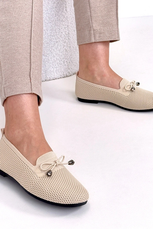 Smėlio spalvos audiniai mokasinai su...