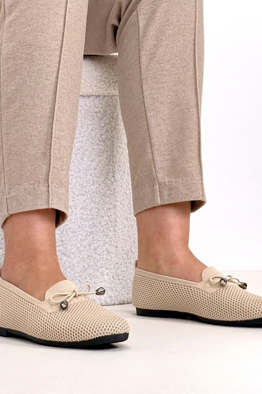 Smėlio spalvos audiniai mokasinai su...