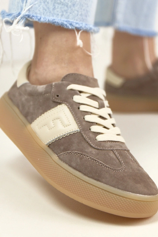 Tamsiai rudi odiniai sportbačiai su...