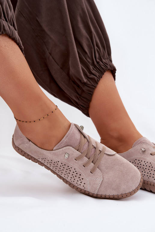 su aužūro elementais batai MoteriškassuĮjungtaturalnego iš zomšosu smėlio spalvos Feliva