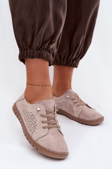 su aužūro elementais batai MoteriškassuĮjungtaturalnego iš zomšosu smėlio spalvos Feliva 2