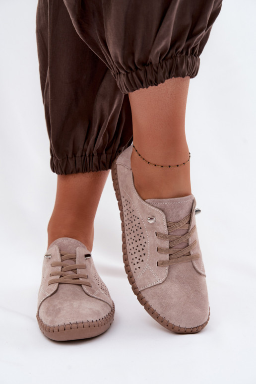 su aužūro elementais batai MoteriškassuĮjungtaturalnego iš zomšosu smėlio spalvos Feliva