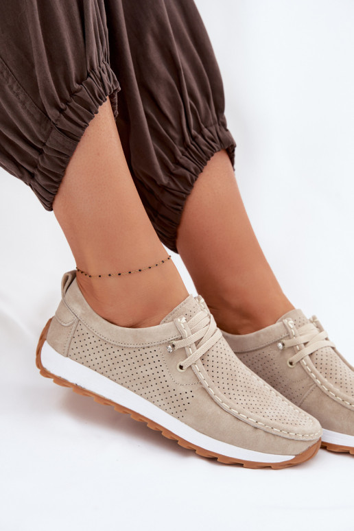 batai MoteriškassuĮjungtaturalnego iš zomšosu smėlio spalvos Amela