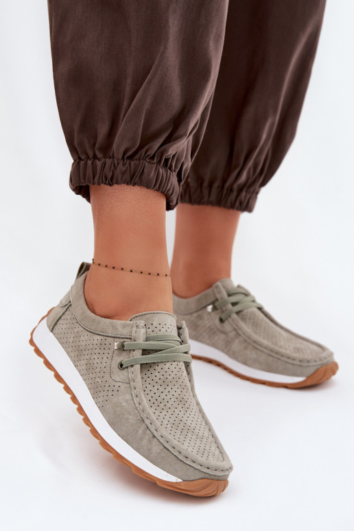 batai MoteriškassuĮjungtaturalnego iš zomšosu žalios spalvos Amela