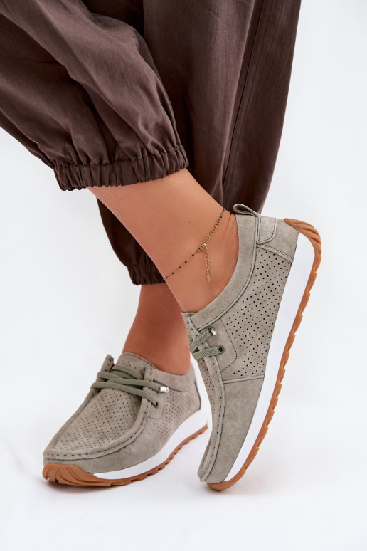 batai MoteriškassuĮjungtaturalnego iš zomšosu žalios spalvos Amela