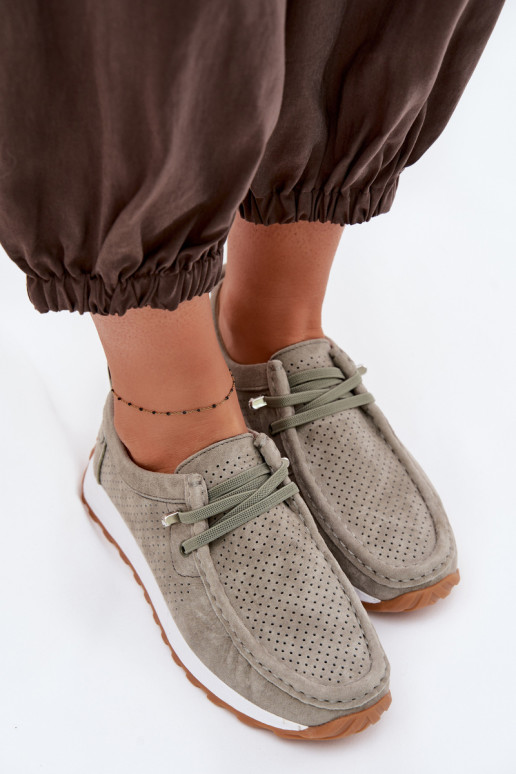 batai MoteriškassuĮjungtaturalnego iš zomšosu žalios spalvos Amela