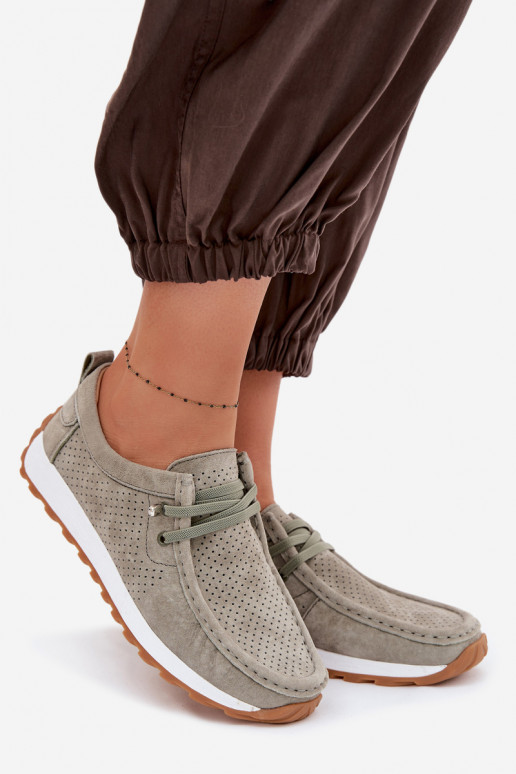 batai MoteriškassuĮjungtaturalnego iš zomšosu žalios spalvos Amela