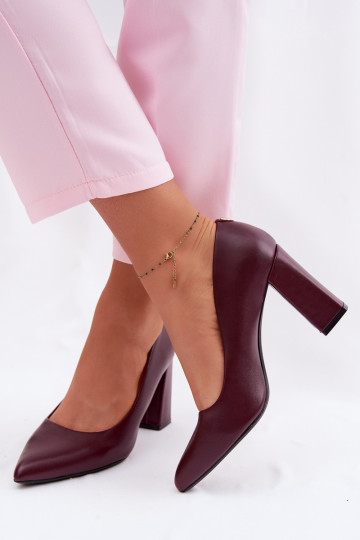 Bateliai su kulniukais iš eko odos Sergio Leone PB216 bordo spalvos 2