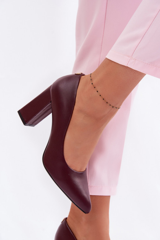 Bateliai su kulniukais iš eko odos Sergio Leone PB216 bordo spalvos