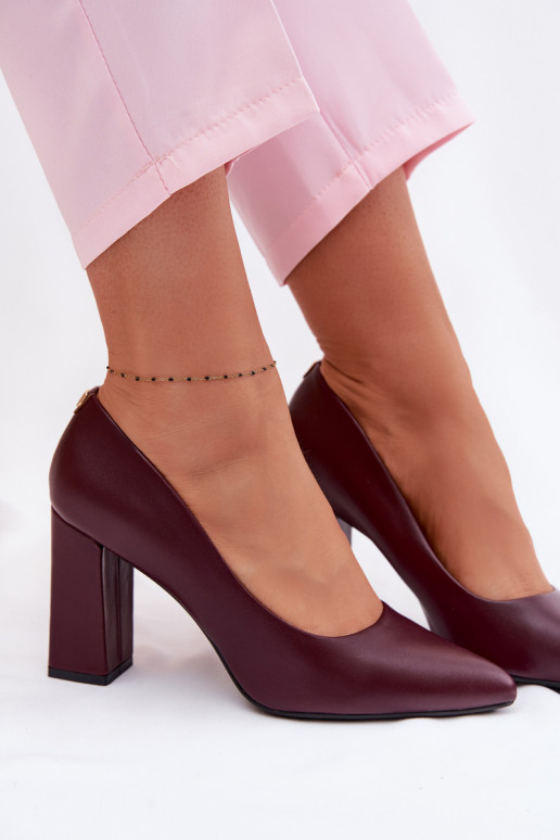 Bateliai su kulniukais iš eko odos Sergio Leone PB216 bordo spalvos