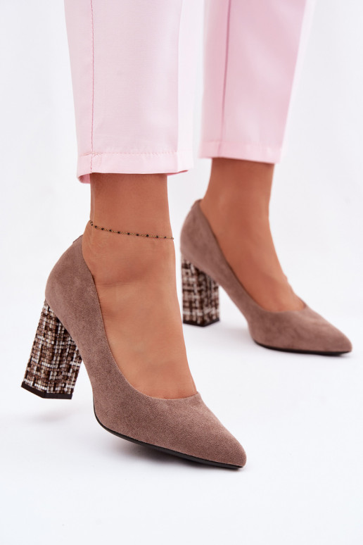 Zomšiniai bateliai su stilingu kulnu Sergio Leone PB216 rudos spalvos