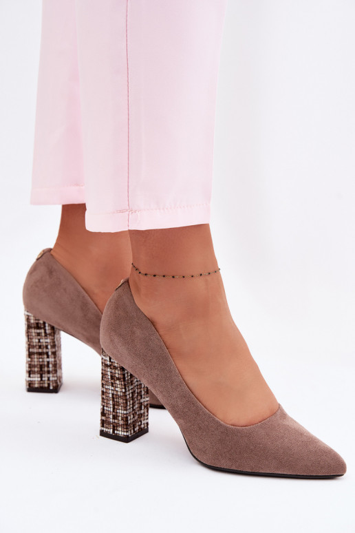 Zomšiniai bateliai su stilingu kulnu Sergio Leone PB216 rudos spalvos