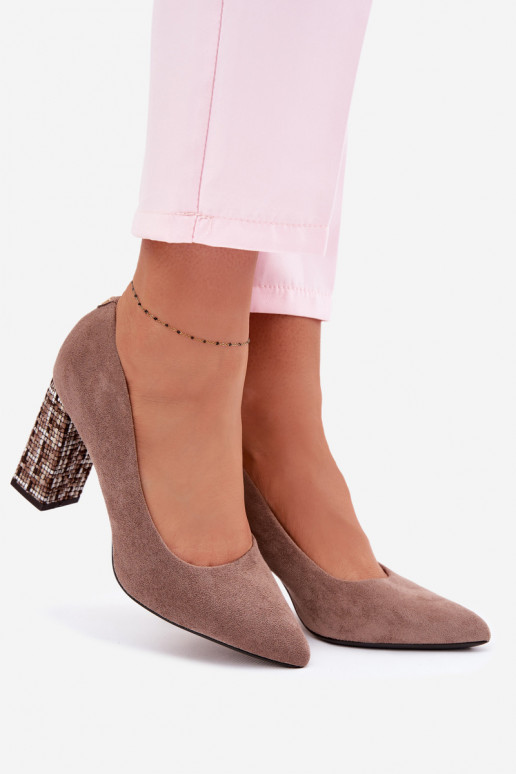 Zomšiniai bateliai su stilingu kulnu Sergio Leone PB216 rudos spalvos