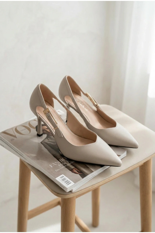 Aukštakulniai bateliai su išpjovomis ir sagtimis Vinceza 62288 pilkos spalvos