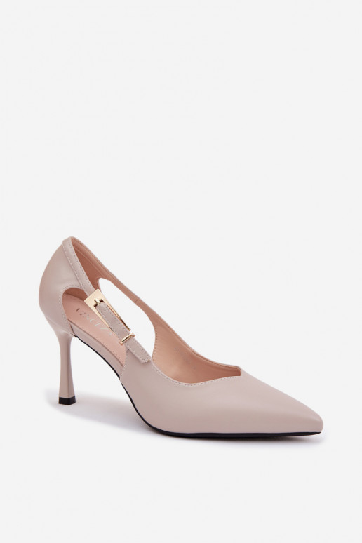 Aukštakulniai bateliai su išpjovomis ir sagtimis Vinceza 62288 pilkos spalvos