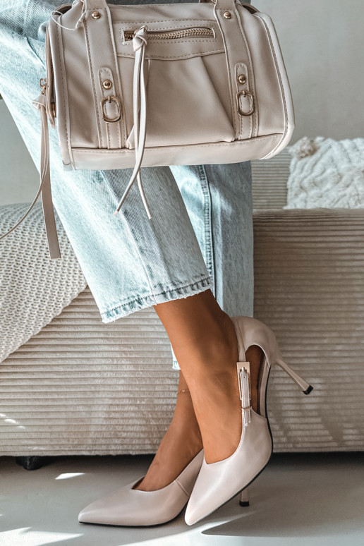 Aukštakulniai bateliai su išpjovomis ir sagtimis Vinceza 62288 pilkos spalvos