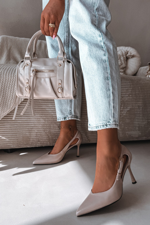 Aukštakulniai bateliai su išpjovomis ir sagtimis Vinceza 62288 pilkos spalvos