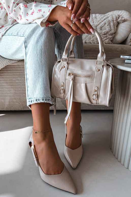 Aukštakulniai bateliai su išpjovomis ir sagtimis Vinceza 62288 pilkos spalvos