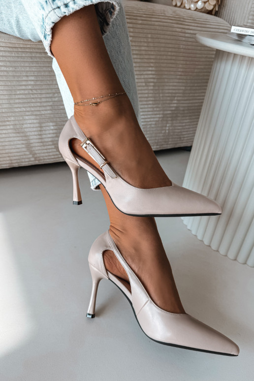 Aukštakulniai bateliai su išpjovomis ir sagtimis Vinceza 62288 pilkos spalvos