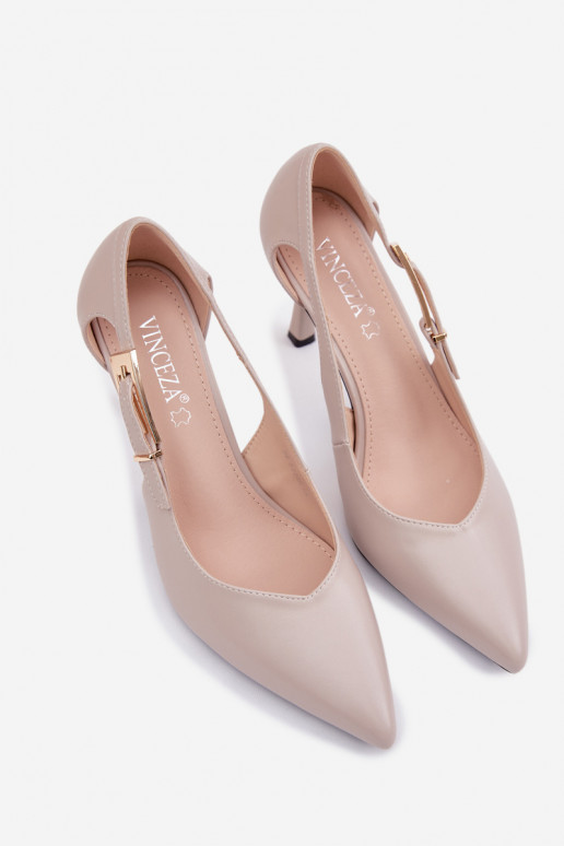 Aukštakulniai bateliai su išpjovomis ir sagtimis Vinceza 62288 pilkos spalvos