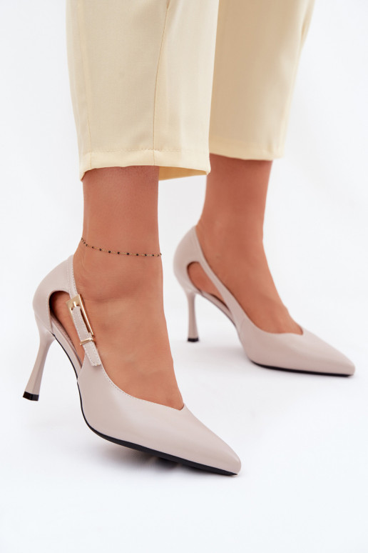 Aukštakulniai bateliai su išpjovomis ir sagtimis Vinceza 62288 pilkos spalvos