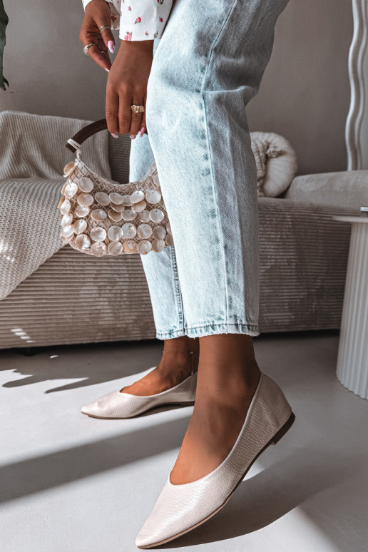 Balerinos iš eko odos smėlio spalvos Nelisa