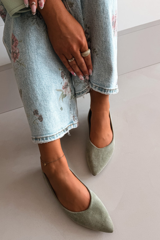 Balerinos lygiapadžiaisuiš eko zomšosu žalios spalvos Lelisa